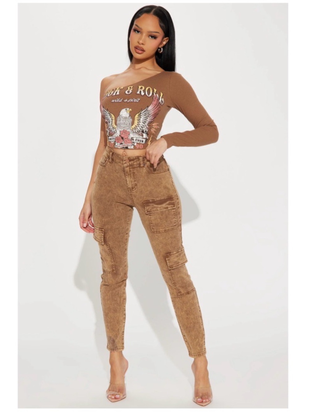 🤎NWT 🤎Fashion Nova Brown High-Rise Cargo Skinny Jeans